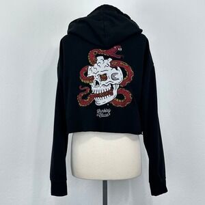 Lurking Class Women Grunge Skull Snake Graphic Hoodie Sz Large Cropped Oversized